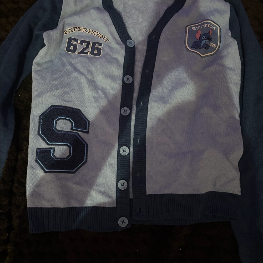 Stitch Kids Cardigan - Blue and White